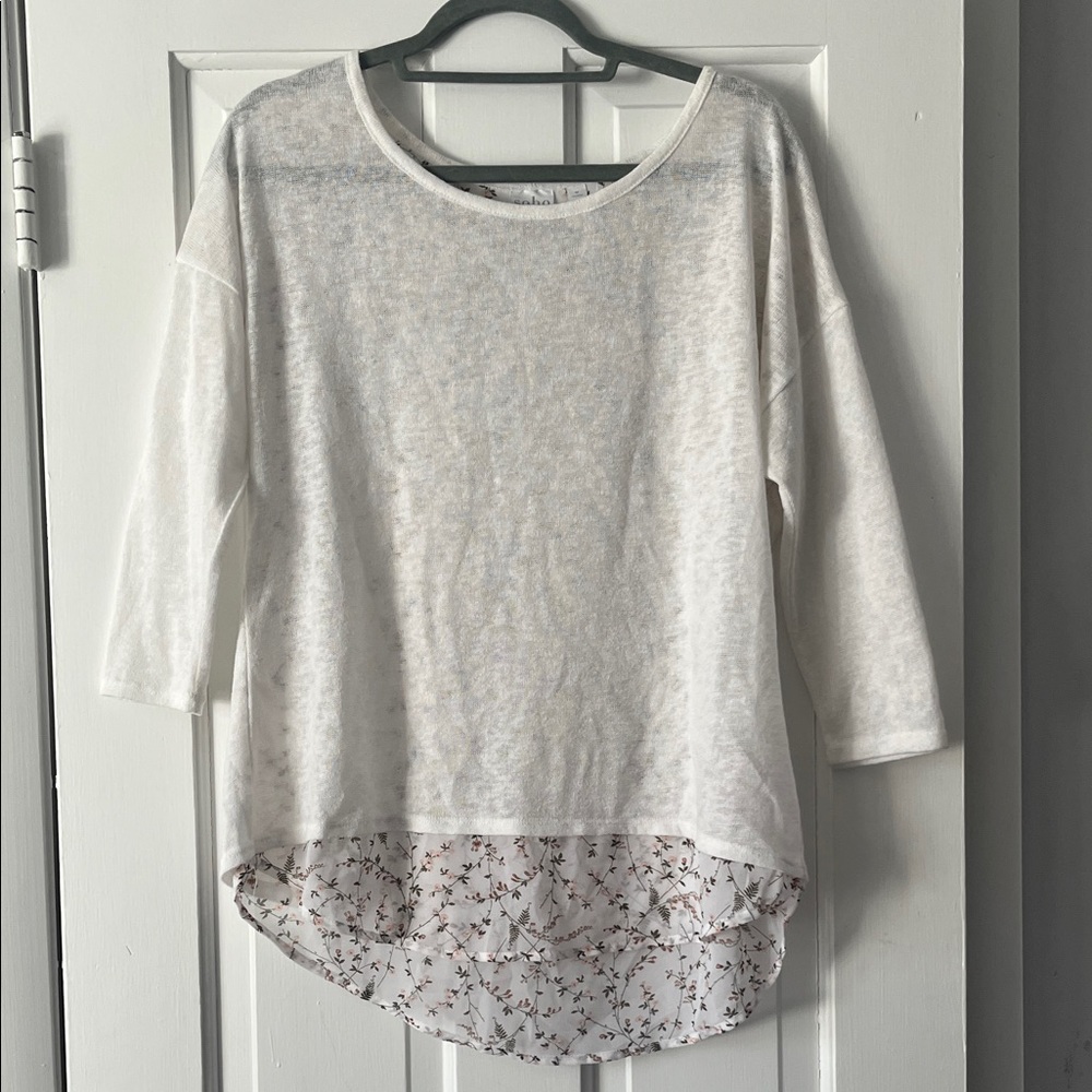 New York & Company White Sheer Layered Blouse
